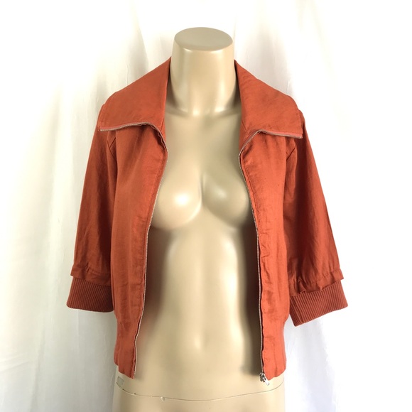 🚫SOLD🚫 Burnt Orange Linen Cropped 3/4 Sleeve - Picture 7 of 16